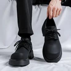 Inverno de sola grossa sapatos de couro Casual masculino couro genuíno estilo britânico negócios sapatos de dedo grande