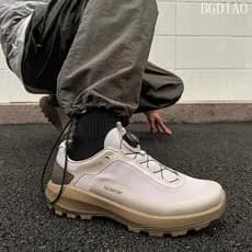 2025 verão pano costura malha respirável All-Match leve Casual botão rotativo sapatos esportivos de sola macia sapatos d