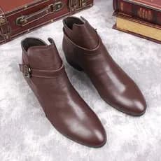 Botas curtas masculinas de couro genuíno camada superior couro macio Casual na moda botas de couro masculino Martin bota