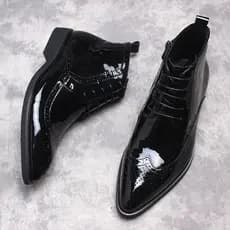 Sapatos masculinos de couro de cano alto britânico Sapatos masculinos Botas Martin da moda Botas curtas masculinas de co