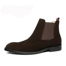 W inverno botas Chelsea masculinas lã Martin botas de couro genuíno forro de lã botas masculinas camurça britânica sapat