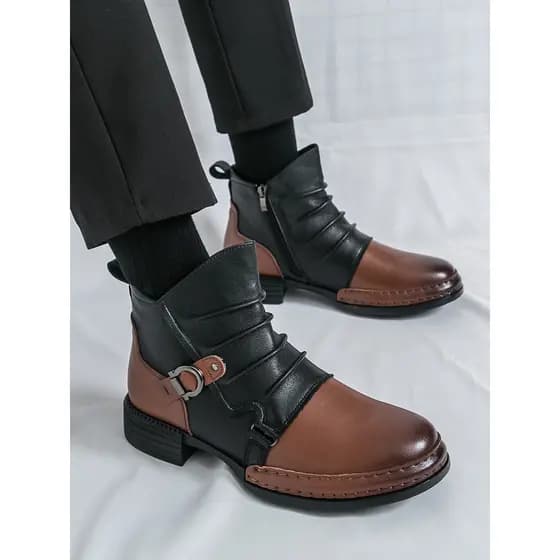 Martin botas masculinas de cano alto britânico Retro botas curtas botas Chelsea botas motocicleta Mid-top botas de cicli