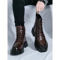 Martin botas masculinas de alta qualidade estilo britânico Retro artesanal de sola grossa aumentando botas curtas influe