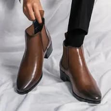 Botas Martin masculinas britânicas de couro genuíno de alta qualidade, roupa Formal, respirável, Chelsea, negócios, retr