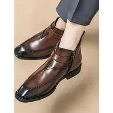 Forro de lã Martin botas masculinas de couro genuíno britânico bico fino botas curtas sapatos de couro de cano alto bota