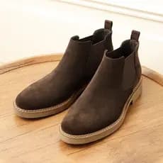 Chelsea botas masculinas de couro genuíno camurça de vaca botas curtas casuais camurça britânica botas masculinas invern
