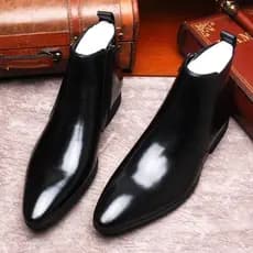 Chelsea botas masculinas de cano alto forro de lã Martin botas masculinas de couro genuíno britânico na moda botas curta