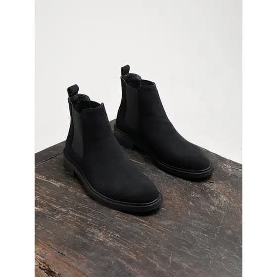 Estilo britânico chelsea botas masculinas de couro genuíno fosco botas curtas manga negócios Casual botas masculinas cam