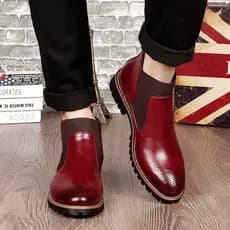 Tendência da moda novo estilo britânico sapatos de couro casuais masculinos Mid-High-Top botas curtas capa pé versão cor