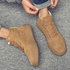 2026 moda novo estilo masculino tênis de cano médio de sola grossa aumentada camurça de couro genuíno fosco geral Bo