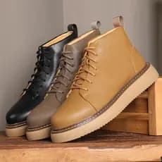 Moda novo estilo britânico masculino Mid-High-Top tênis plana de sola grossa aumentando botas gerais na moda Martin bota