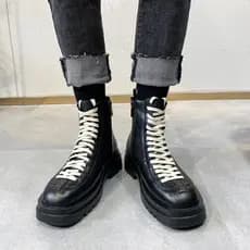 Moda novo estilo jovens sapatos de couro de cano médio de alta qualidade com sola grossa aumentada botas Martin botas ge