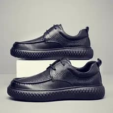 2026 primavera verão novo estilo masculino primeira camada de couro genuíno negócios sapatos casuais de couro perfurado