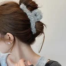 Estilo preguiçoso outono inverno cinza pelúcia grampo de cabelo 2025 novo estilo grande garra clipe de cabelo bobina cab