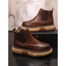 Chelsea botas masculinas outono inverno estilo britânico manga botas curtas aumento interno Casual sapatos de couro de a