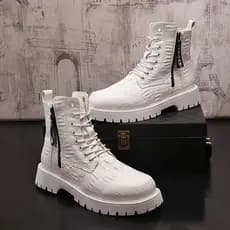 Street Wear Martin Botas Masculinas Moda Sapatos de Cano Alto Primavera Outono Novo Estilo Botas de Cowboy com Aumento I