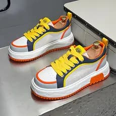 Verão novo estilo sapatos masculinos malha de sola grossa respirável sapatos brancos versão coreana na moda nicho tênis