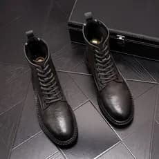 Martin botas moda outono inverno botas jeans masculinas tubo médio botas de couro casuais estilo britânico botas curtas