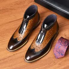Novas botas Chelsea masculinas da moda botas curtas masculinas de couro genuíno padrão de avestruz botas Martin pontiagu