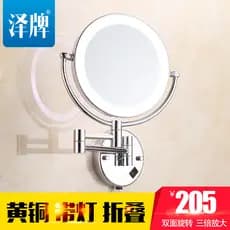 Espelho de beleza de bronze banheiro espelho de maquiagem dupla face com luz LED ampliação espelho retrátil dobrável mon
