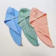 Touca de secagem de cabelo de algodão puro absorvente fivela de secagem rápida touca de banho gaze cor adulto toalha de
