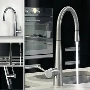 Torneira de cozinha extraível de cobre, torneira quente e fria para pia, torneira cromada escovada