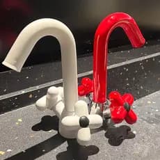 Todo o cobre quente e frio doce verde lavatório torneira bonito vermelho bacia do banheiro sob bancada Split duplo burac