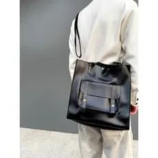 Estilo Retro britânico bolsa masculina versão coreana simples bolsa de couro grande capacidade Casual estilo Commuter sa