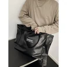 T na moda simples couro de um ombro grande saco masculino bolsa de couro macio versão coreana grande capacidade Casual m