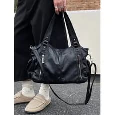 Coreia do sul novo estilo masculino grande capacidade Commuter sacola de couro macio ombro mensageiro saco Retro na moda