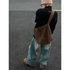 Ins estilo de pelúcia masculino feminino saco do mensageiro na moda único grande capacidade sacola ombro pano saco de pe