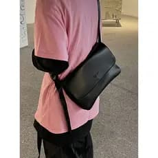 Bolsa masculina de alta qualidade, bolsa mensageiro de couro simples, dois em um, bolsa transversal com aba, bolsa mensa