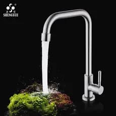 Shengxue 304 torneira de cozinha de aço inoxidável único fresco rotativo vegetal lavatório torneira pia