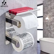 304 aço inoxidável suporte do telefone suporte de toalha de papel criativo rolo duplo Paperware prateleira do banheiro s