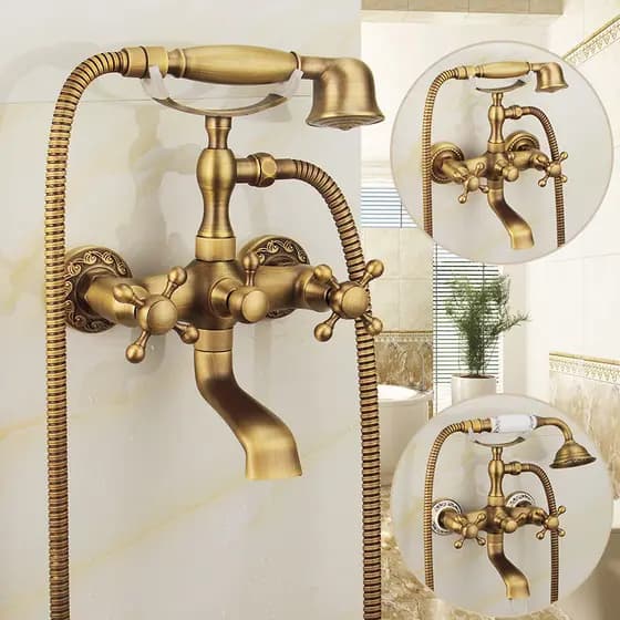 Antigo todo o cobre torneira da banheira europeu banheiro simples torneira de chuveiro Retro quente e frio válvula mistu