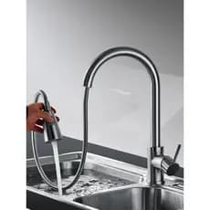 Torneira extraível quente e fria para pia de cozinha, torneira de água doméstica, prato de aço inoxidável, torneira retr