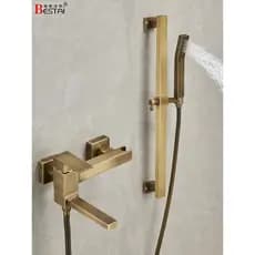 Conjunto de chuveiro antigo francês europeu todo cobre casa banheiro banheira simples Topless Split elevador chuveiro