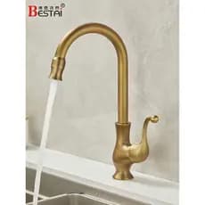 Torneira de cozinha de Bronze antigo, quente e frio, toda em cobre, rotativa, lavatório de vegetais, pia, torneira retrô