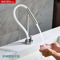 Itália níquel escovado toda a bacia de cobre cozinha torneira quente e fria lavatório do banheiro rotativo à prova de re