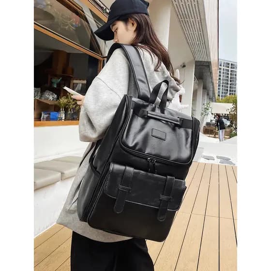 Moda mochila de grande capacidade PU Commuter mochila All-Match novo estilo Street Wear estudante mochila saco de viagem