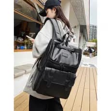 Moda mochila de grande capacidade PU Commuter mochila All-Match novo estilo Street Wear estudante mochila saco de viagem