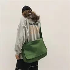Cor sólida grande capacidade lona Diagonal saco estudante saco de escola estilo coreano novo estilo ins estilo simples s