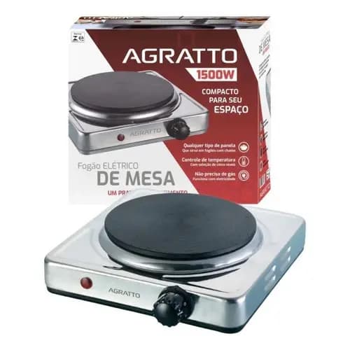 Fogão Fogareiro Elétrico 1 Prato de Mesa camping 1500W Agratto FMA preparador de alimentos