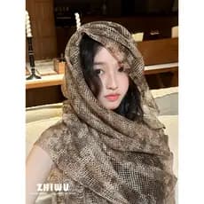 ZHIWU ~ Yadan estilo Wasteland acessórios de estilo côncavo cultura asiática Punk camuflagem cachecol feminino rua cache