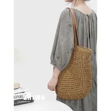 Bolsa Tote francesa de palha de grande capacidade, bolsa de compras Casual de tecido, bolsa de ombro, verão, férias à be