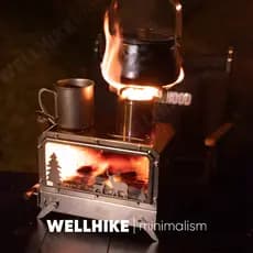 [Sem temporada] WELLHIKE Luz externa selvagem floresta profunda fogão a lenha aço inoxidável acampamento portátil solo a