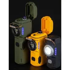 Astey novo estilo ao ar livre multifuncional lanterna portátil luz forte iluminação pequeno isqueiro arco isqueiro