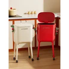 Lixeira de cozinha de pé alto 16L tubo longo creme branco sem curvatura removível tipo Push luz luxo preferido simples