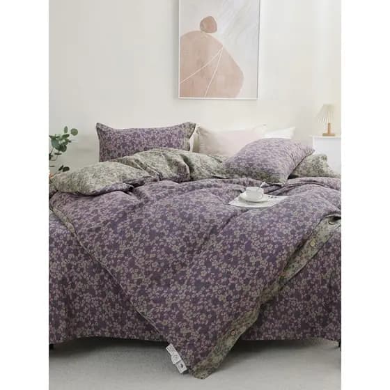 Conjunto de quatro peças de cama de algodão puro de camada dupla totalmente em algodão Jacquard Super macio materno infa