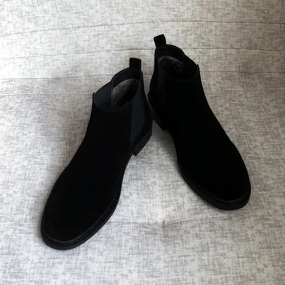 Botas masculinas de couro Nubuck da moda e veludo de couro genuíno Chelsea Botas masculinas casuais de couro Botas Marti